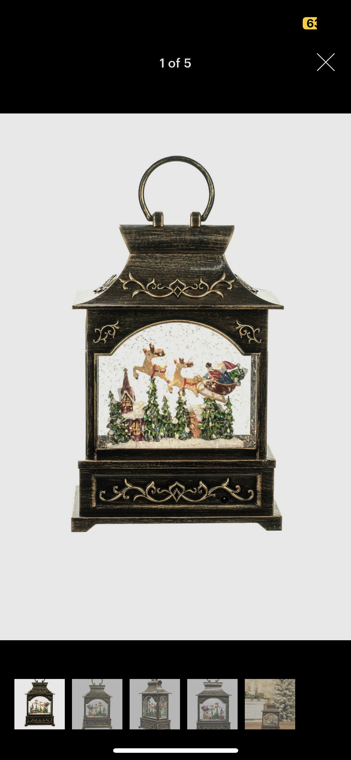 Santa and Reindeer Square Snow Globe