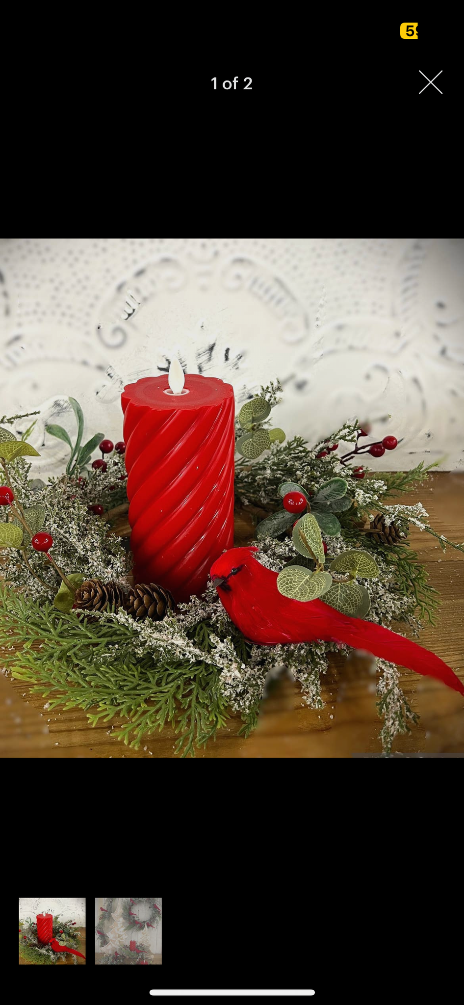Cardinal Candle Ring Wreath