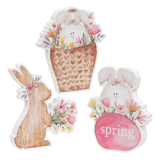 Bunny Basket Chunky Wooden Sitter - 3 Asstd.