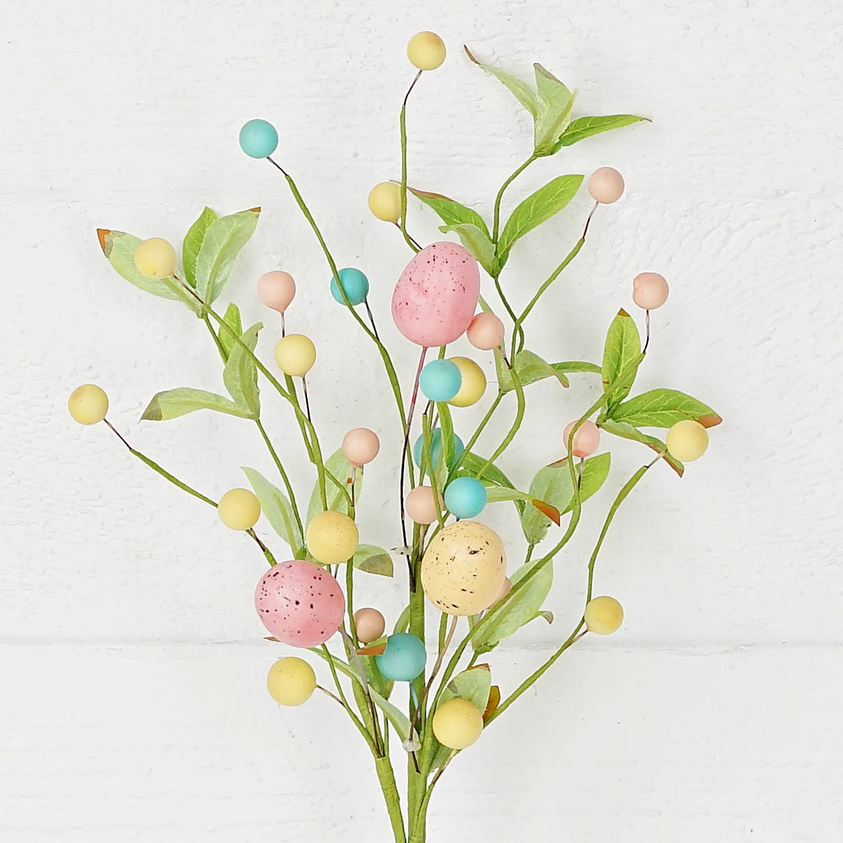 31175- 16in Bush-Mix Pastel Eggs with Willow Leaves-