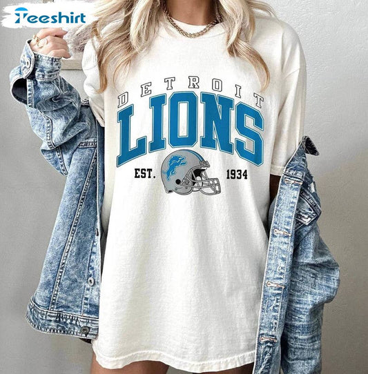 Detroit Football Unisex – Lions Tee Shirts: Light Grey