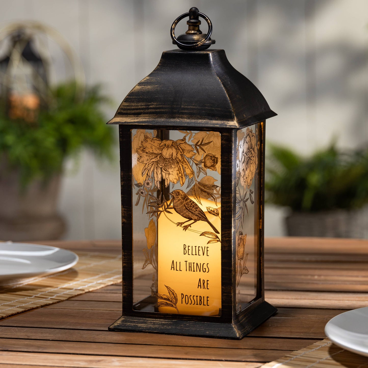 12.6"H B/O Plastic LED Lantern