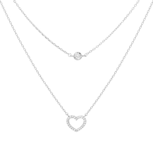 Cubic Zirconia Gold Dipped Heart Layered Necklace