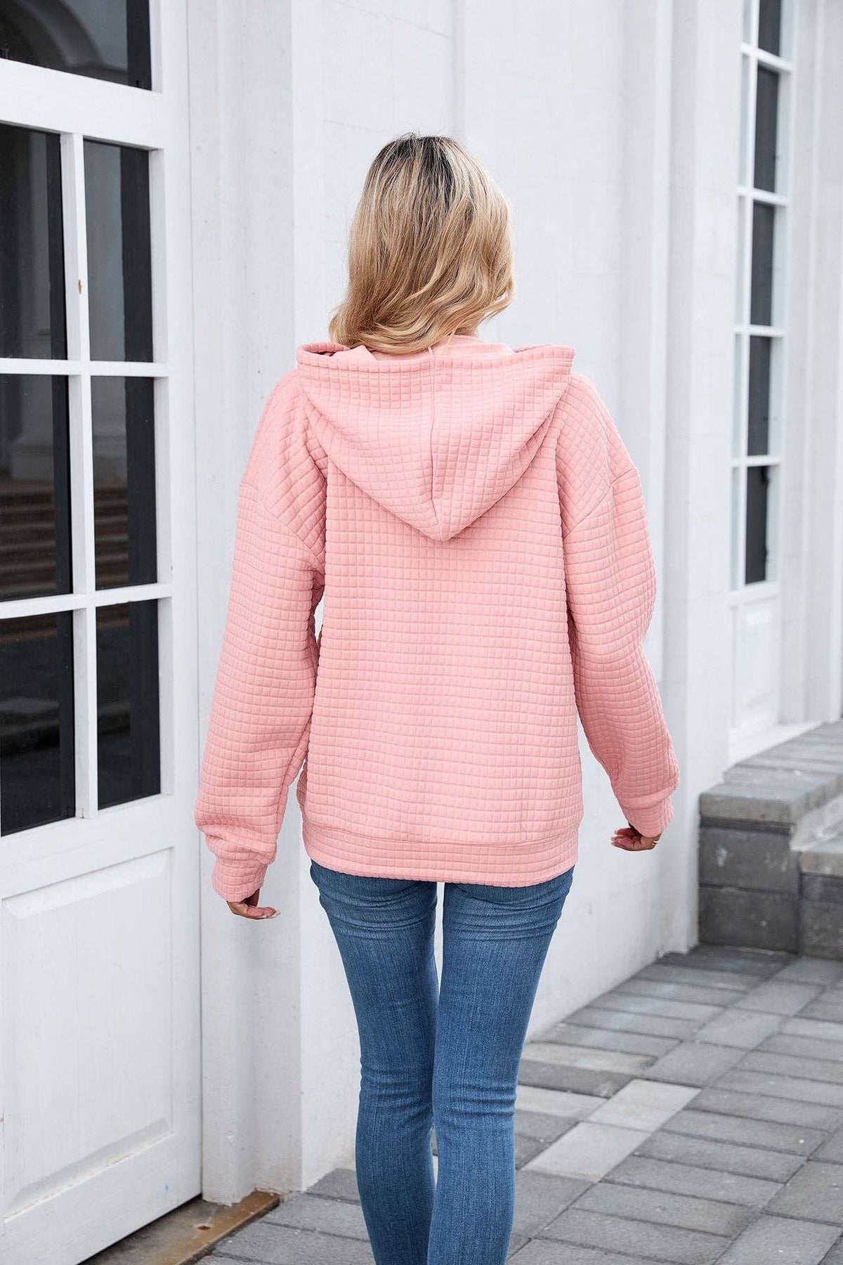 Casual Oversized Hooded Sweatshirt with Pockets for Women: Pink