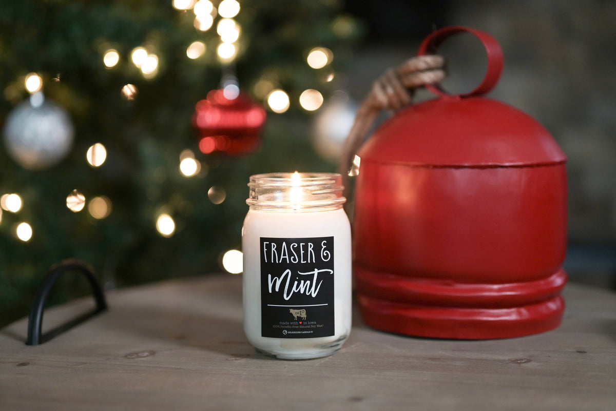 Milkhouse Candle Company - 13 oz Mason Jar Christmas Candle: Fraser & Mint