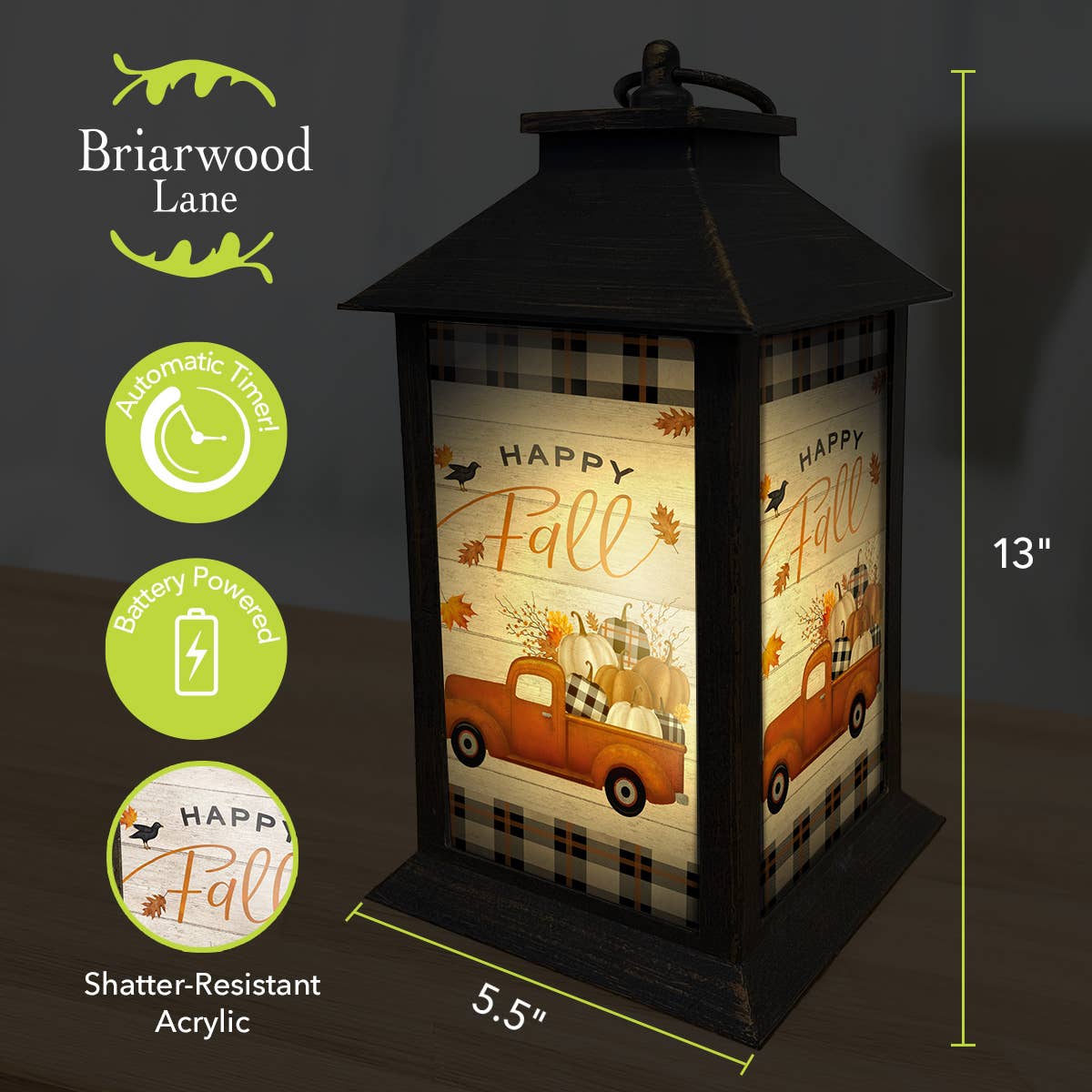 Happy Fall Pickup Truck Lantern