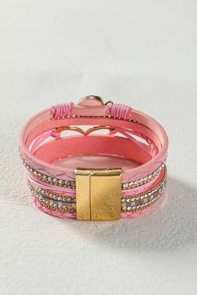 Heart Rhinestone Valentine Buckle Bracelet: As shown / Missy / Standard