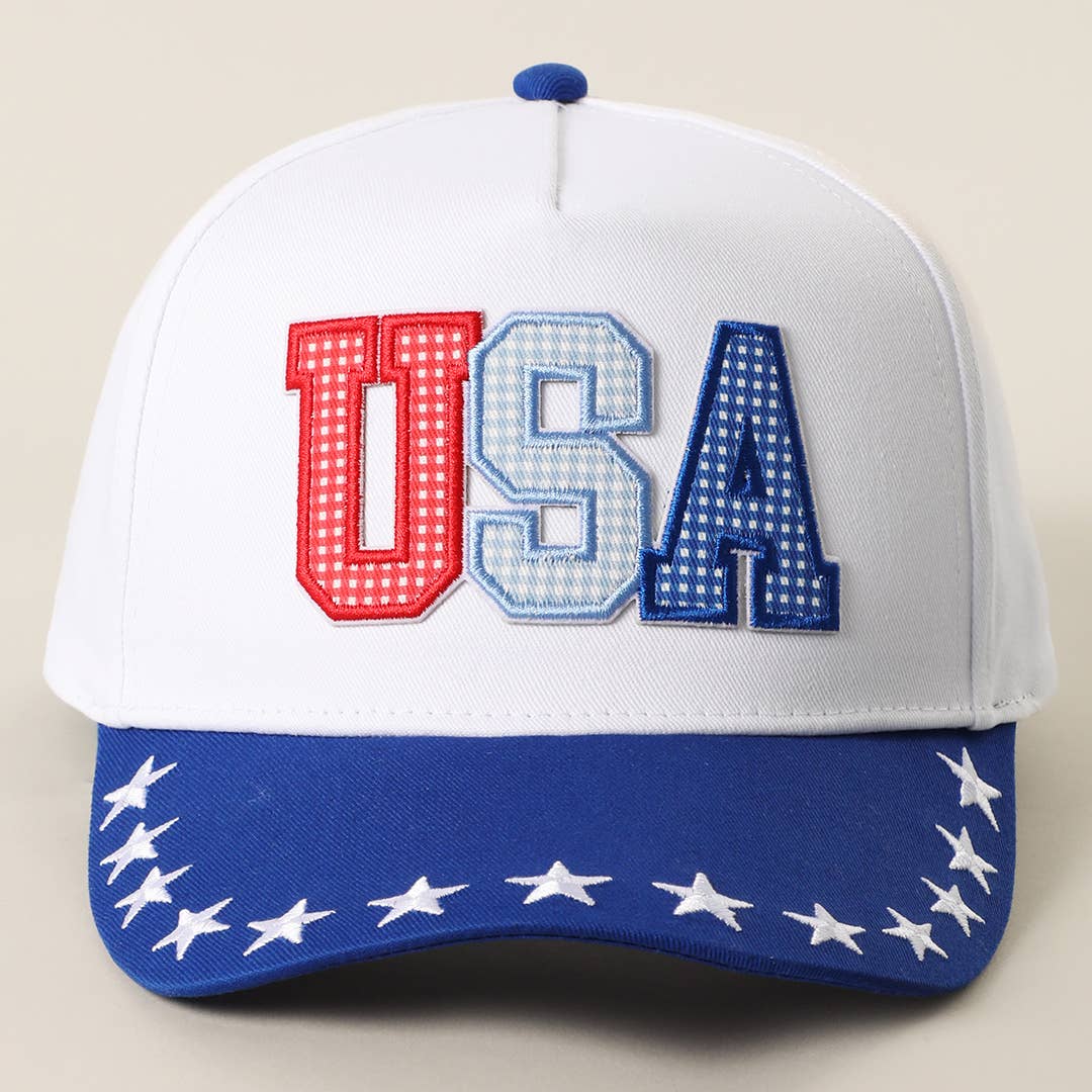 USA Letter Patch Star Brim Trucker Baseball Cap: RED