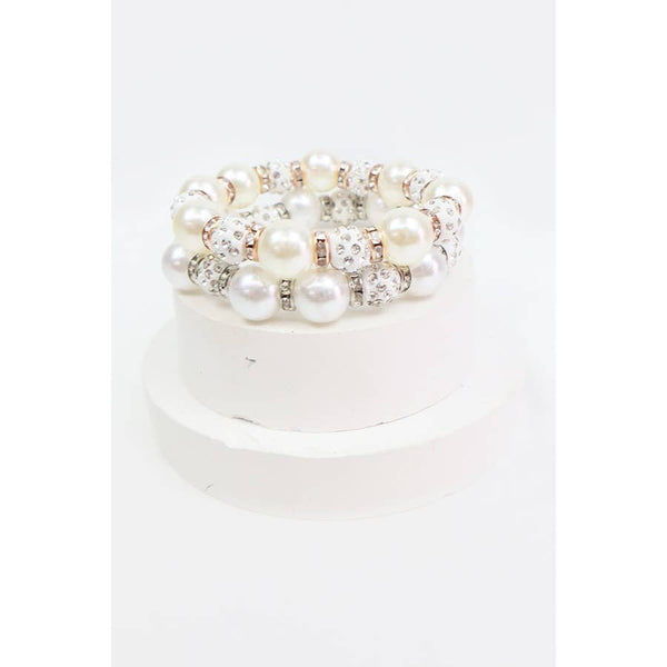 Pearl with Stoneball Bead Bracelet: PEARL / ONE