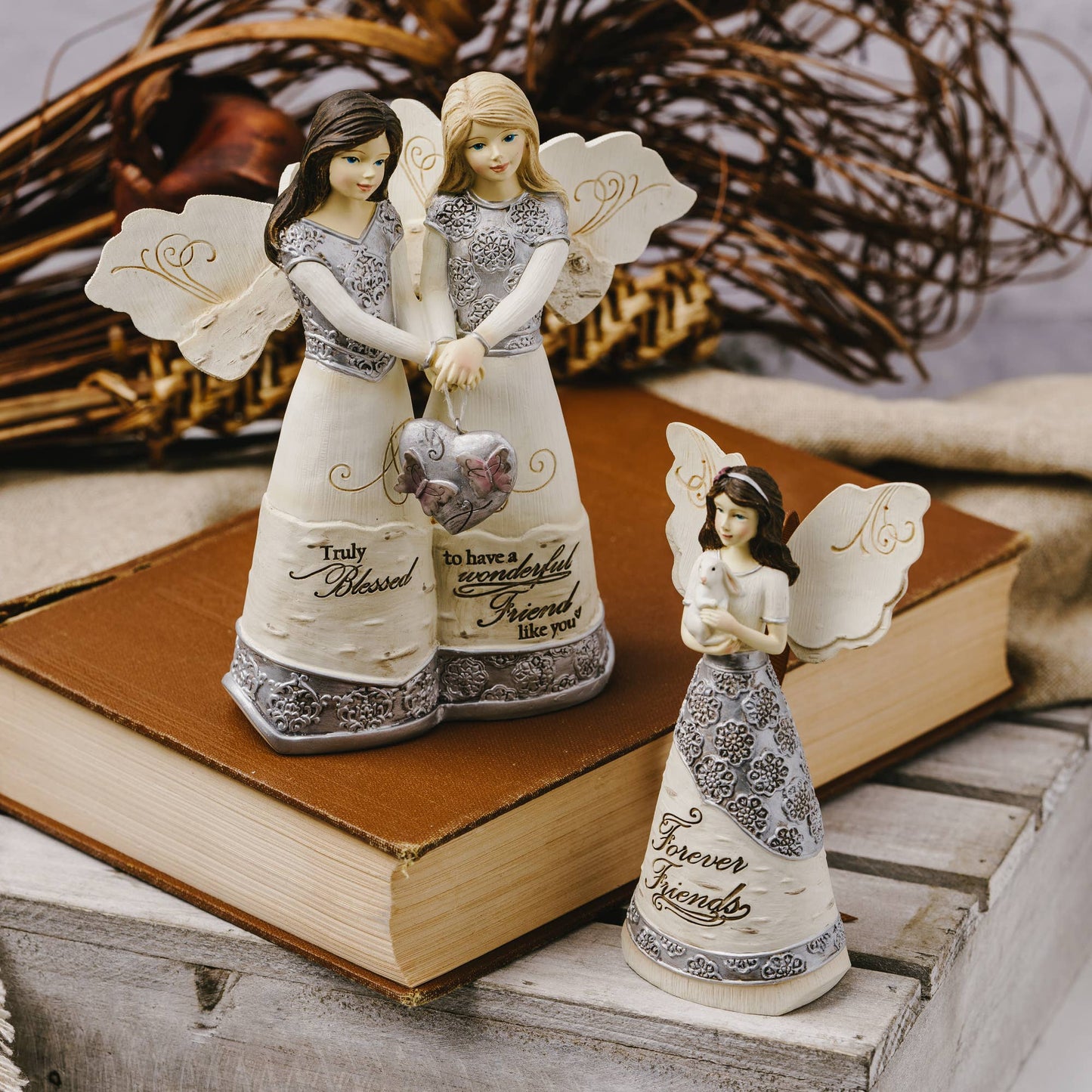 Friendship - 5.5" Double Angels Holding Heart