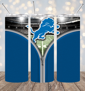 20oz Stainless Steel Tumbler - Football - Detroit Lions: Zipper