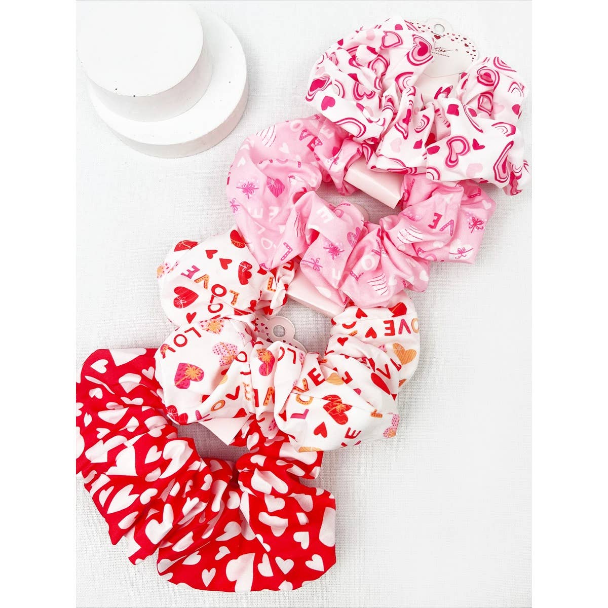 Mix Heart Pattern Jumbo Size Hair Scrunchies: MIX COLOR / ONE(12)