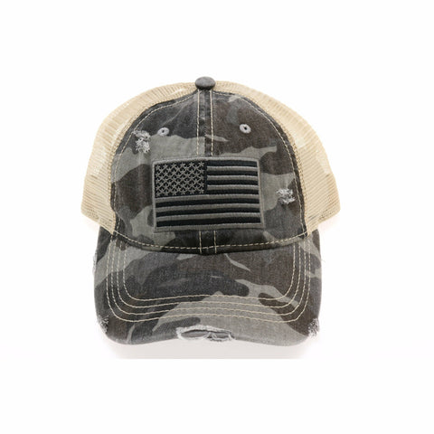 USA Flag Camouflage Mesh Back Classic CC Ball Cap BA915: #1 Grey