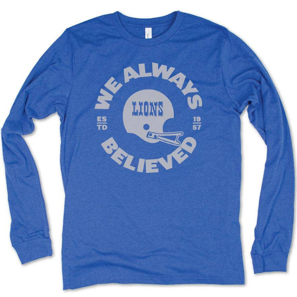 Believe long sleeve tee: Royal Blue Heather