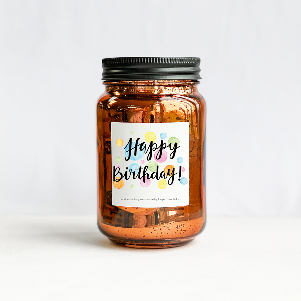 Happy Birthday | 16 oz. Glimmery Candles: Silver / Birthday Confetti / Vanilla Bourbon