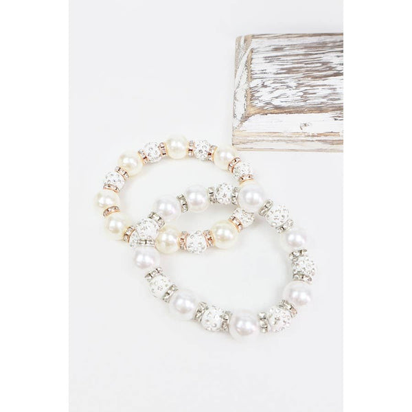 Pearl with Stoneball Bead Bracelet: PEARL / ONE