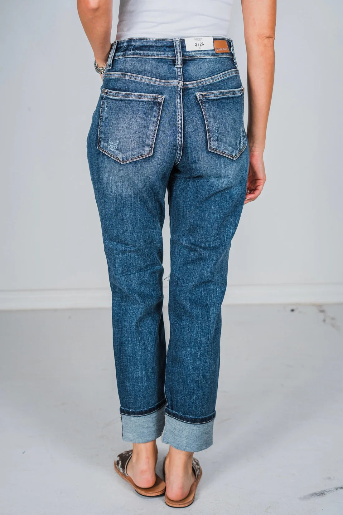 Judy Blue Mid Rise Cuffed Destroy Boyfriend Jeans