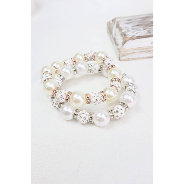 Pearl with Stoneball Bead Bracelet: PEARL / ONE