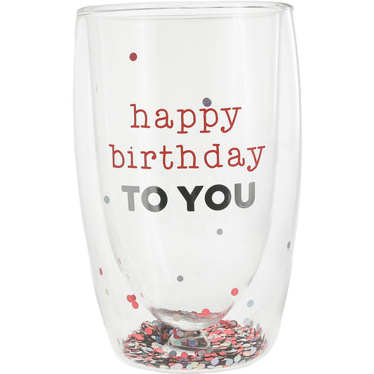 Happy Birthday - 14 oz Double-Walled Glass