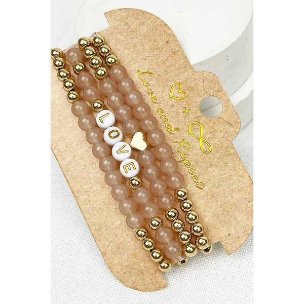 LOVE Beads Layered Soft Tone Bracelets: MIX COLOR / ONE