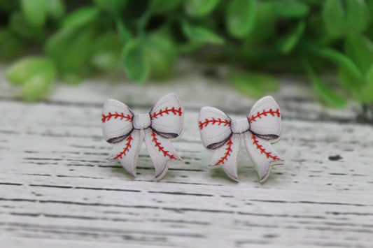 Baseball Bows Stud Earrings