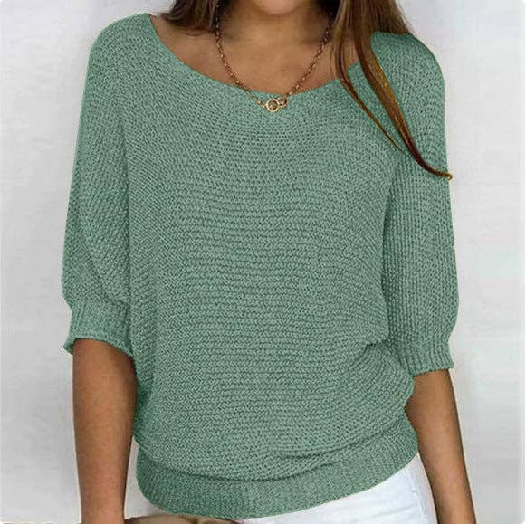 Lightweight Knit Sweater Dolman Sleeve
