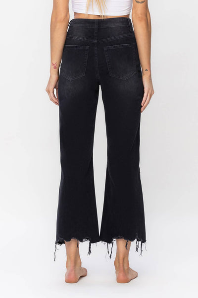 90'S VINTAGE SUPER HIGH RISE CROP FLARE JEANS