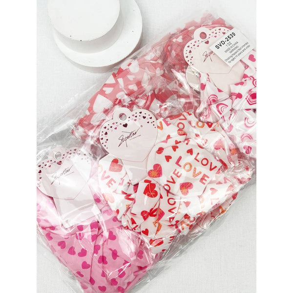 Mix Heart Pattern Jumbo Size Hair Scrunchies: MIX COLOR / ONE(12)