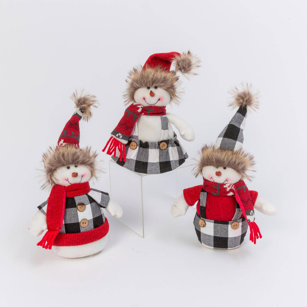 11"H Plush Holiday Snowman Figurine