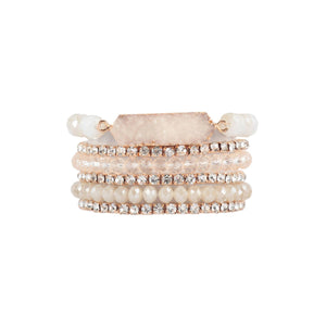 Mix Beads Stackable Bracelet Set: IVORY / ONE