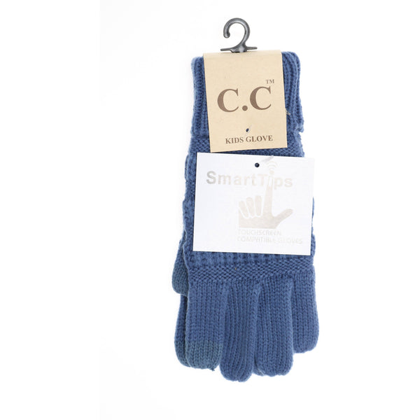 KIDS Solid Cable Knit CC Gloves G20KIDS: Black