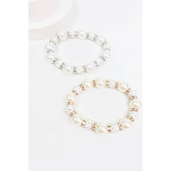 Pearl with Stoneball Bead Bracelet: PEARL / ONE