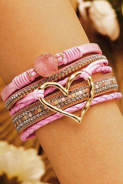 Heart Rhinestone Valentine Buckle Bracelet: As shown / Missy / Standard