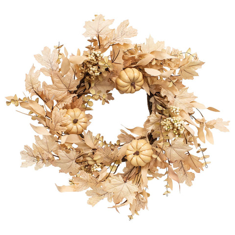 Natural Fall Leaves, Berry Clusters & Eucalyptus Wreath, 24"