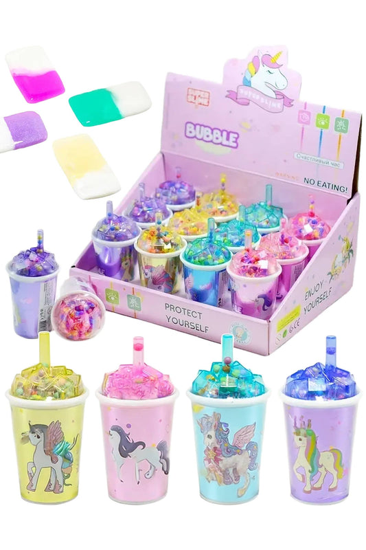 Unicorn Two Tone Iced Soda Foam Ball Slime Cup