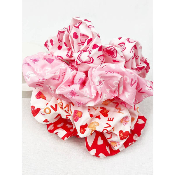 Mix Heart Pattern Jumbo Size Hair Scrunchies: MIX COLOR / ONE(12)