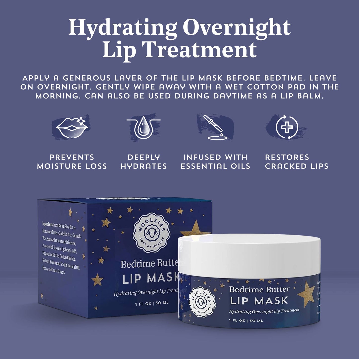 Overnight Lip Butter with Hyaluronic Acid - Bedtime Butter