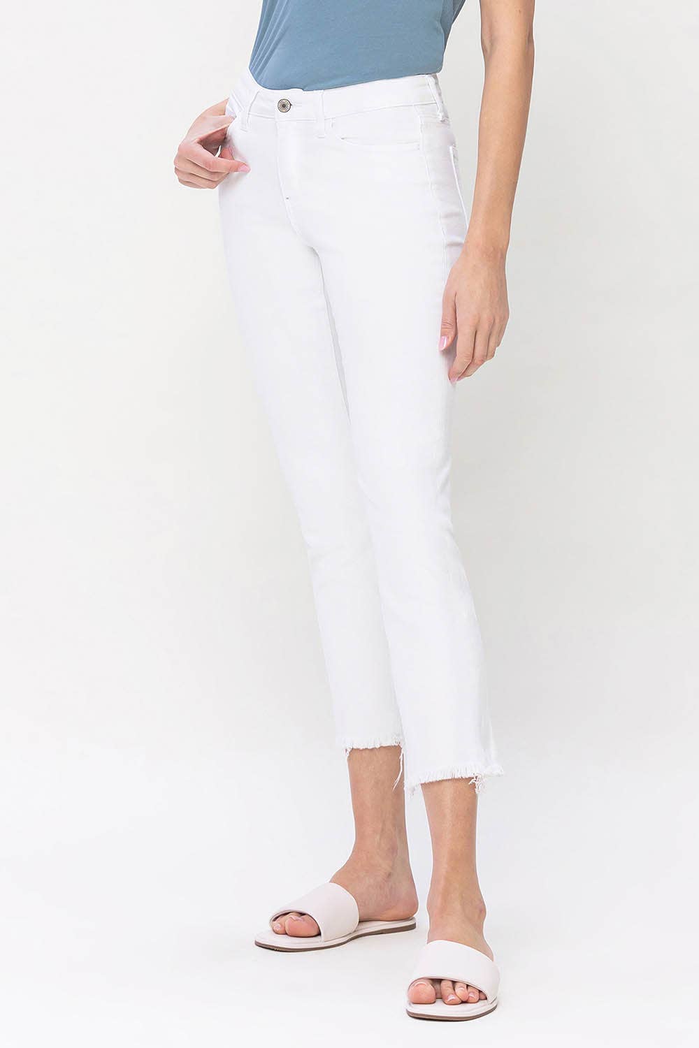 MID RISE STRAIGHT JEANS WHITE