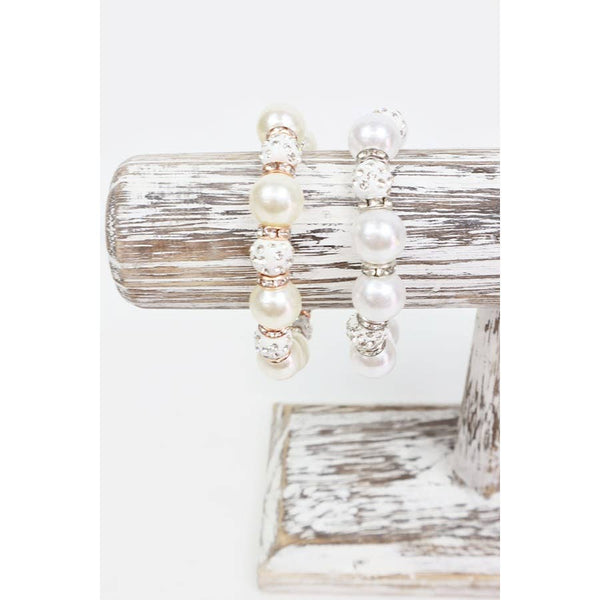 Pearl with Stoneball Bead Bracelet: PEARL / ONE