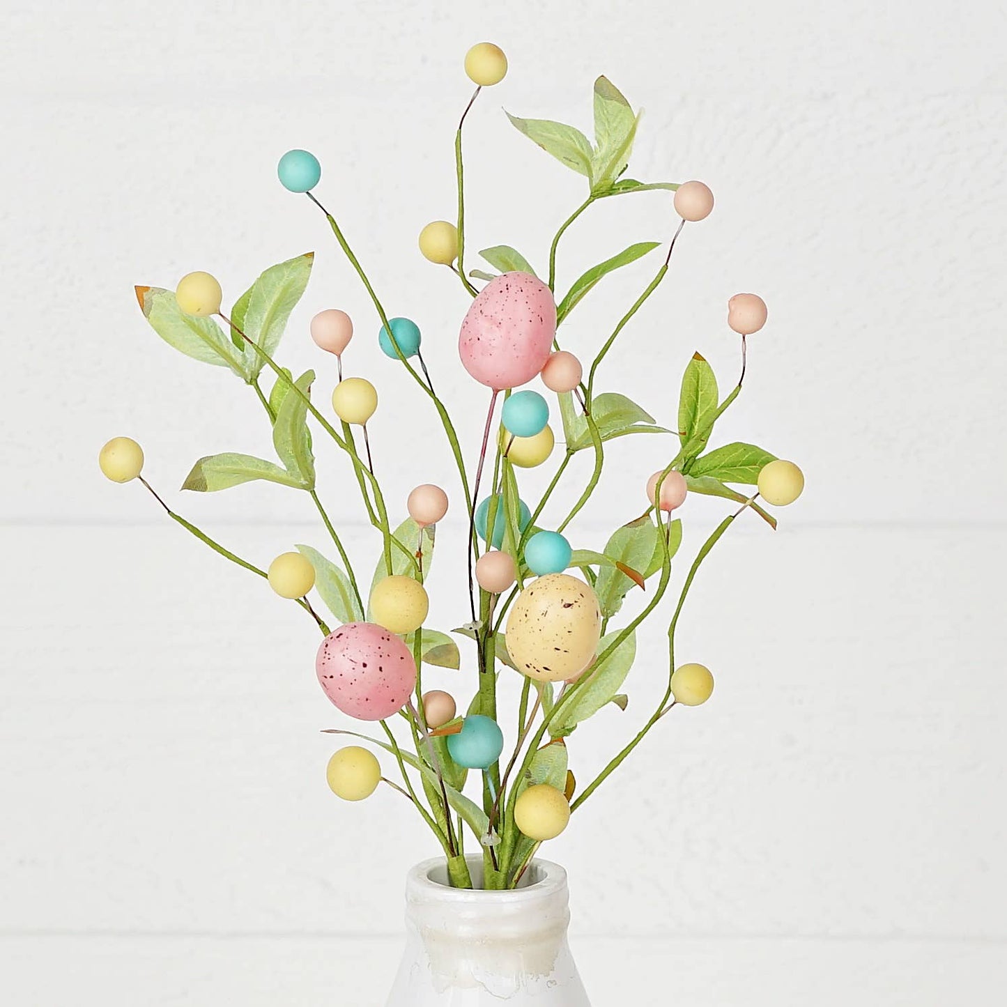 31175- 16in Bush-Mix Pastel Eggs with Willow Leaves-