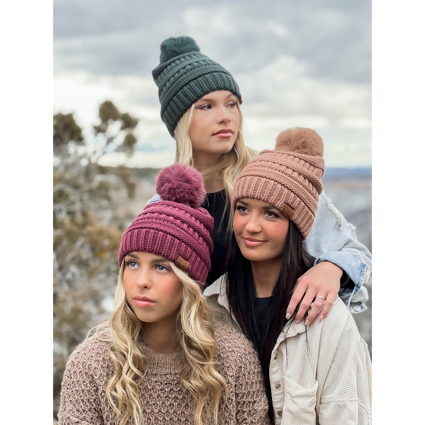 Classic Matching Fur Pom CC Beanie: Rose/Ivory