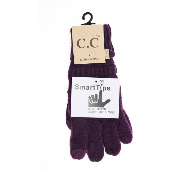 KIDS Solid Cable Knit CC Gloves G20KIDS: Black