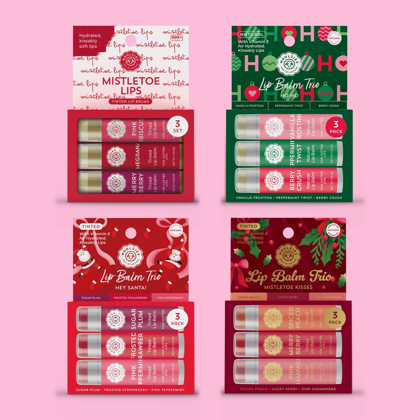 Shea Butter Lip Balm 12pc Holiday Assortment (3 each)