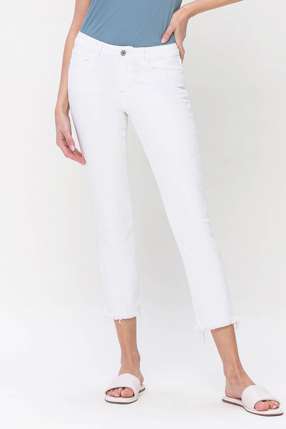 MID RISE STRAIGHT JEANS WHITE