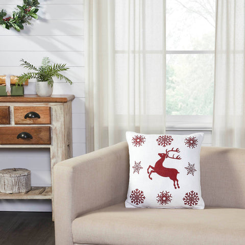 Scandia Snowflake Red White Pillow 16x16