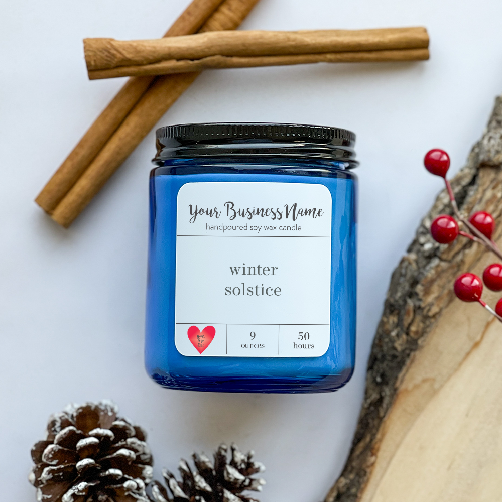 9 oz. Candle Jars - Your Business Name + Logo: Clear Jar / Eucalyptus Mint