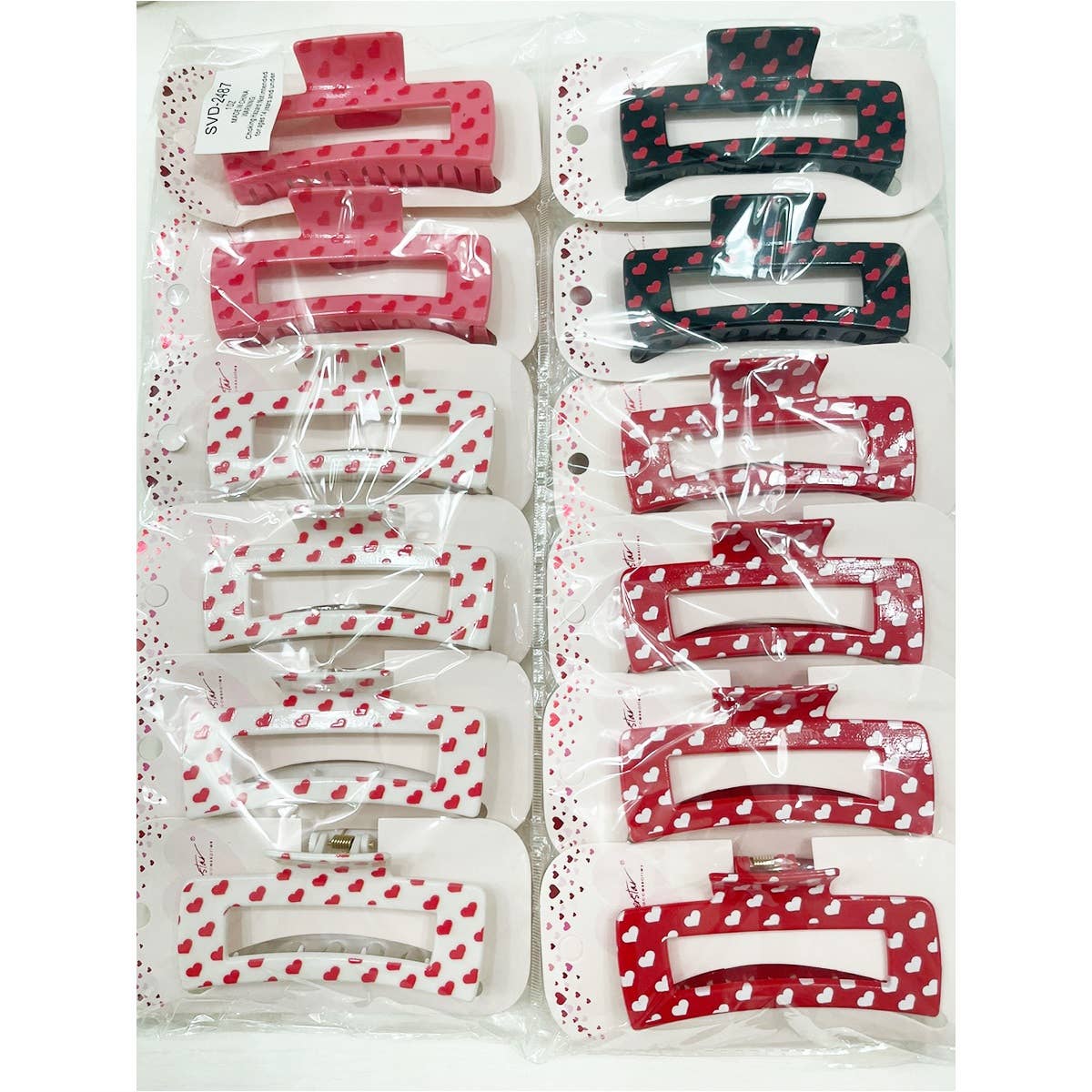 Heart Theme Printed Hair Claw: MIX COLOR / ONE(12)