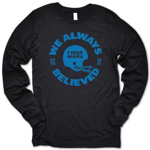 Believe long sleeve tee: Royal Blue Heather