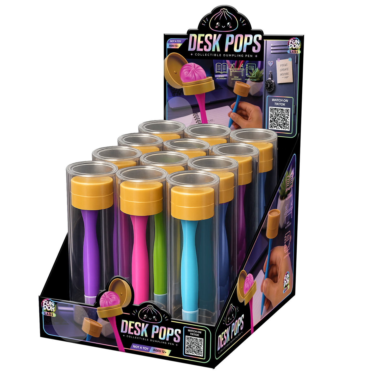 Fun Doh Squishy Dumpling Pen Desk Pop Variety - 12/Display: Wholesale Price
