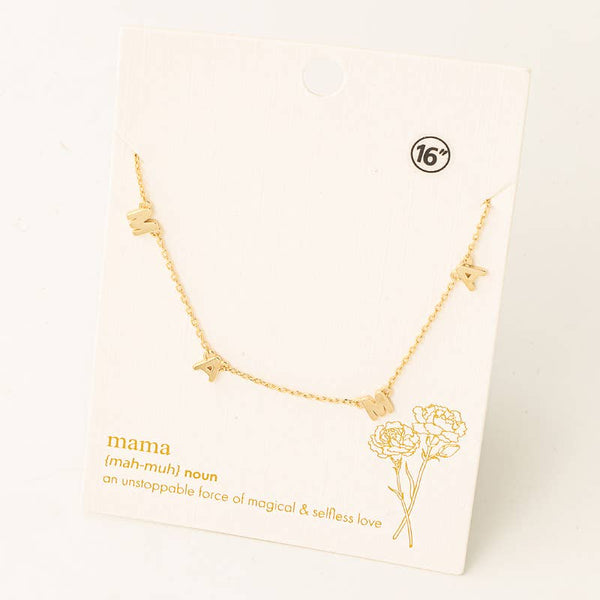 Dainty Mama Print Charm Necklace: S